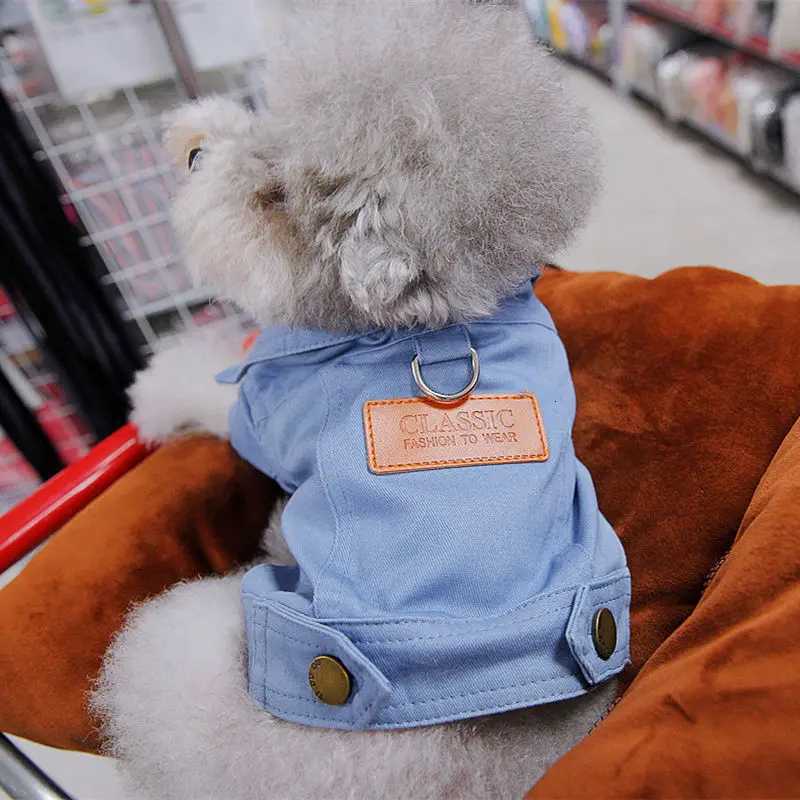 Spring Dog Suit Outfits Denim Coat Clothes with D Leash Ring for Small Medium Dogs Puppies Pet Color Jean small Dog Costume X250928