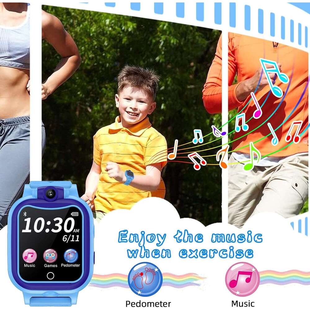 GYET Kids Smart 310 YearTouchscreen Children Digital Watch with Camera Mp3 Pedometer Games Boys Watches Toys Christmas Birthday Gifts Blue C251023