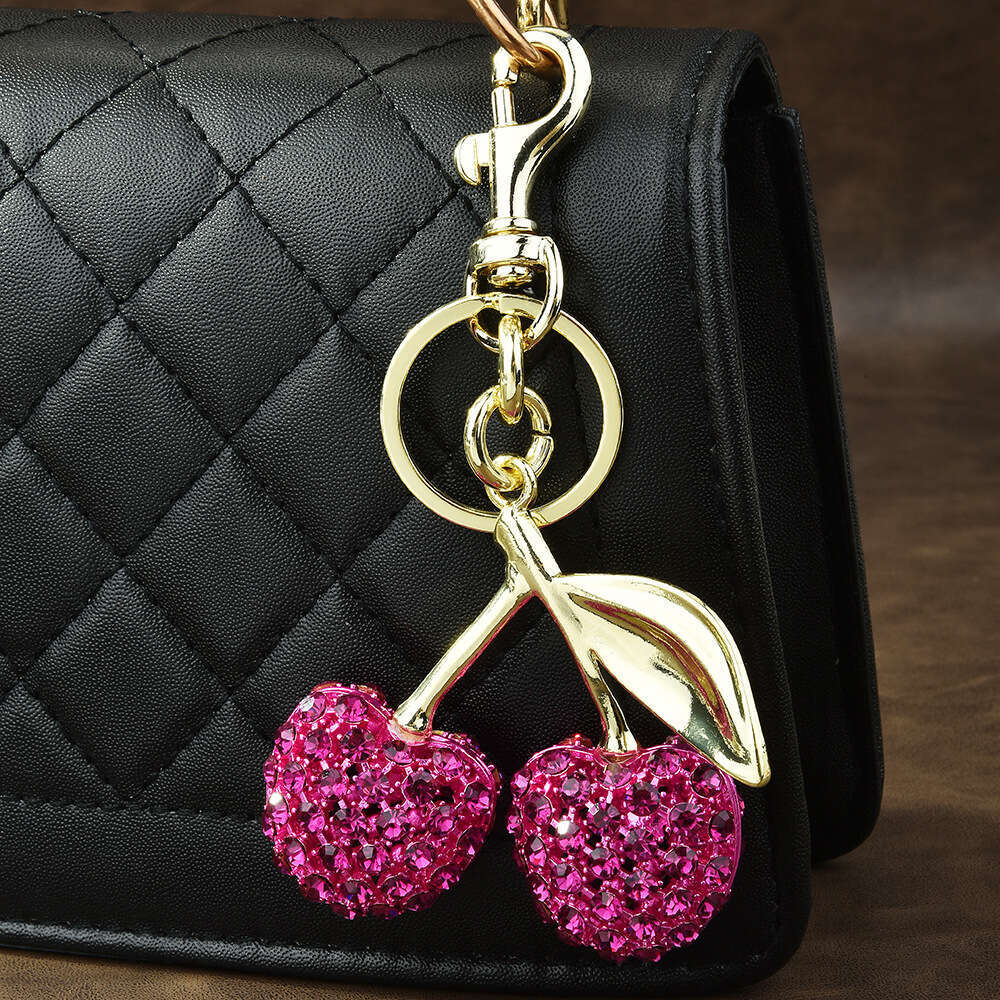 Full Diamond Bag Keychain Fruit Cherry Fashion Pendant