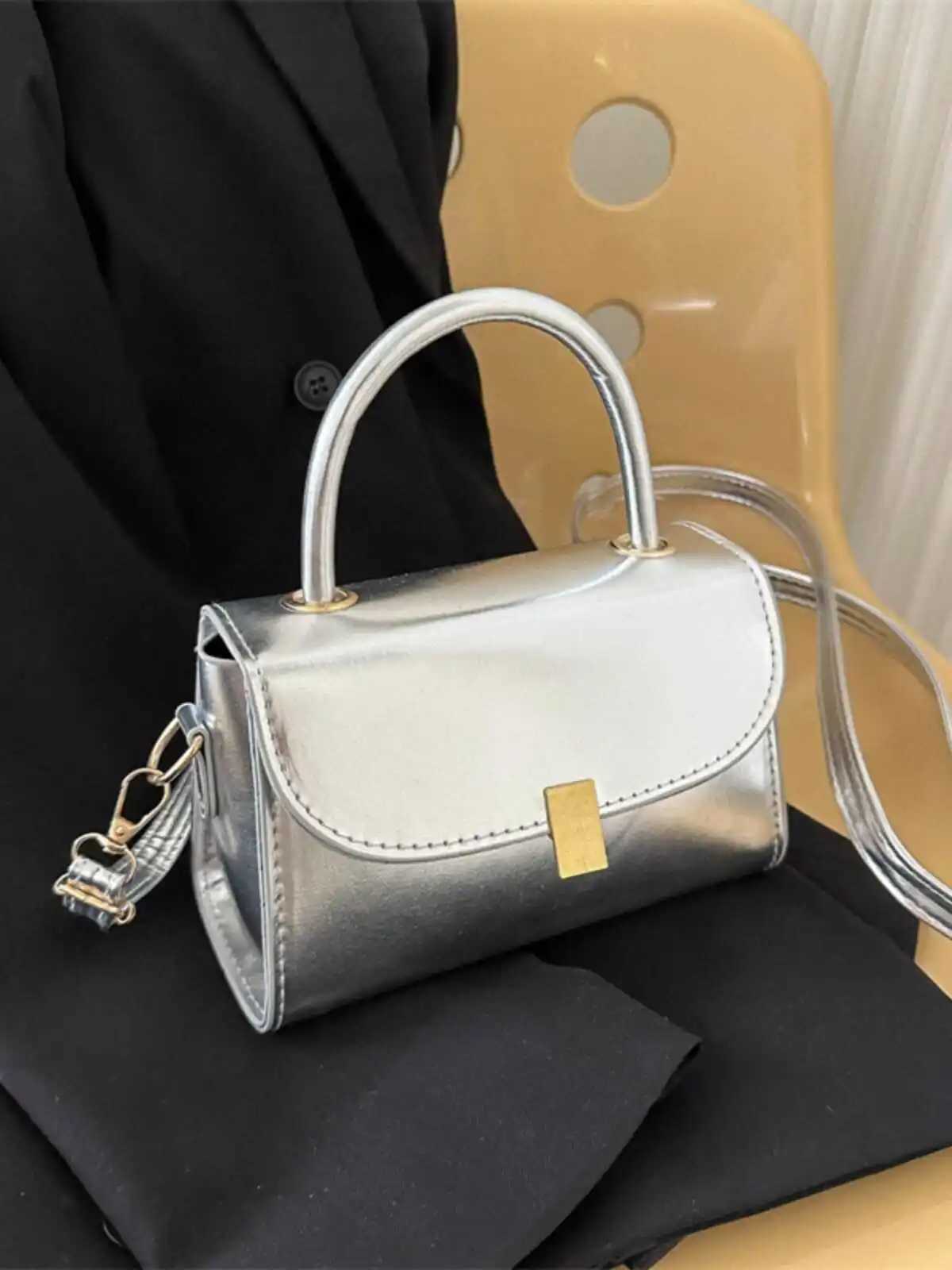 Women Square Cross Body Bag Hasp Solid Color PU Glossy Surface Handbag Korean Casual Fashion Female Shoulder Bags Z250928