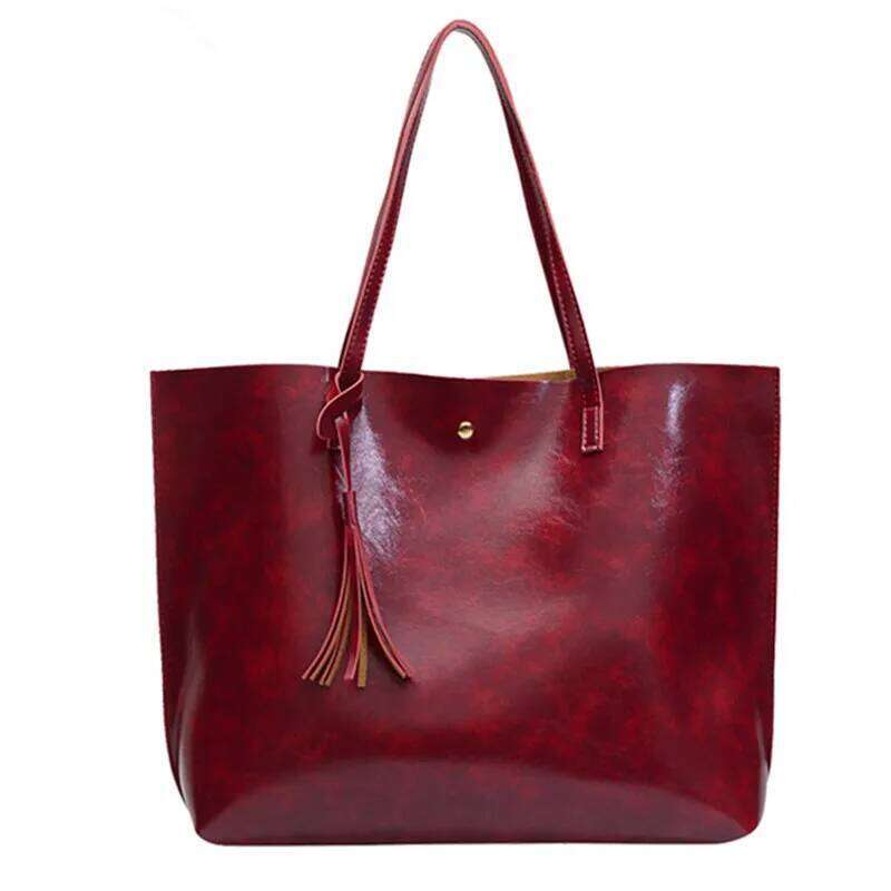 High Quality Women Messenger Bags Leather Casual Tassel Handbags Female Designer Vintage Big Size Tote Shoulder Bag bolsos