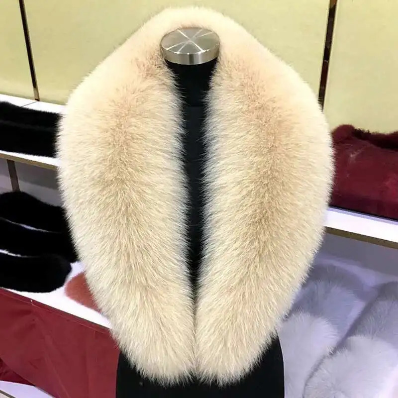 Fox Fur Collar Women Genuine Fur Scarf Shawls Winter Female Neck Warm Fur Shawl Scarves Coat Fur Collar Trim Long Shawl 250928