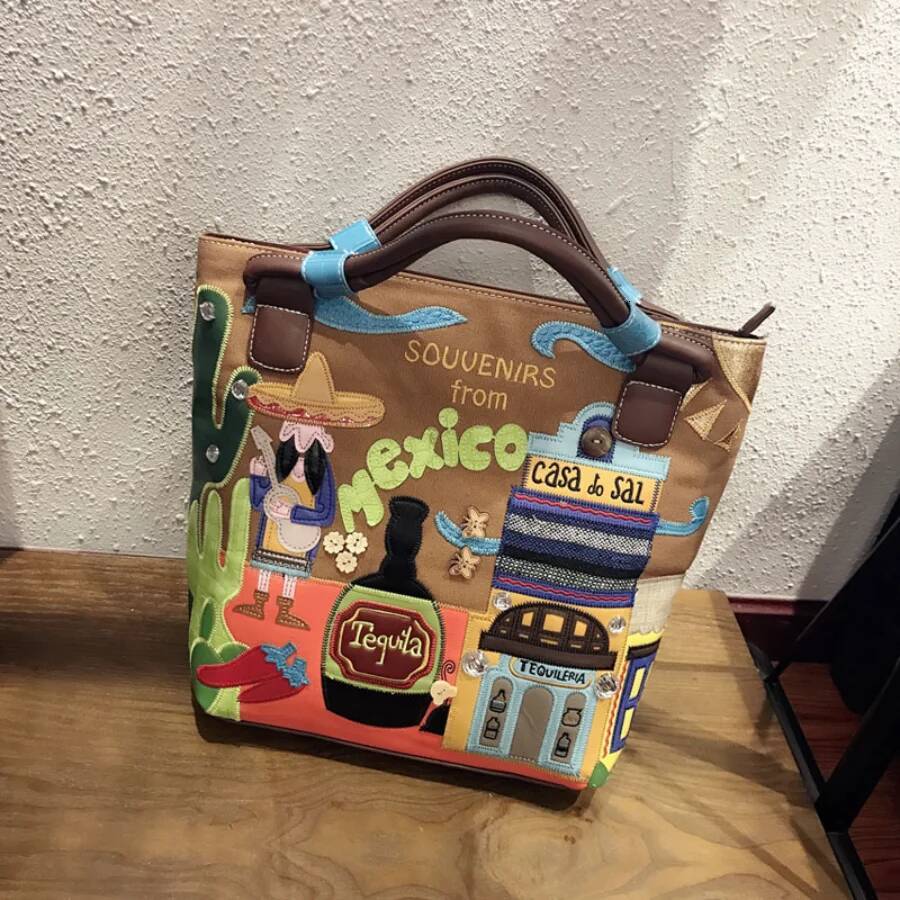 New Women's Retro Handheld Crossbody Hand Trendy Creative Embroidered Canvas Bag high-quality