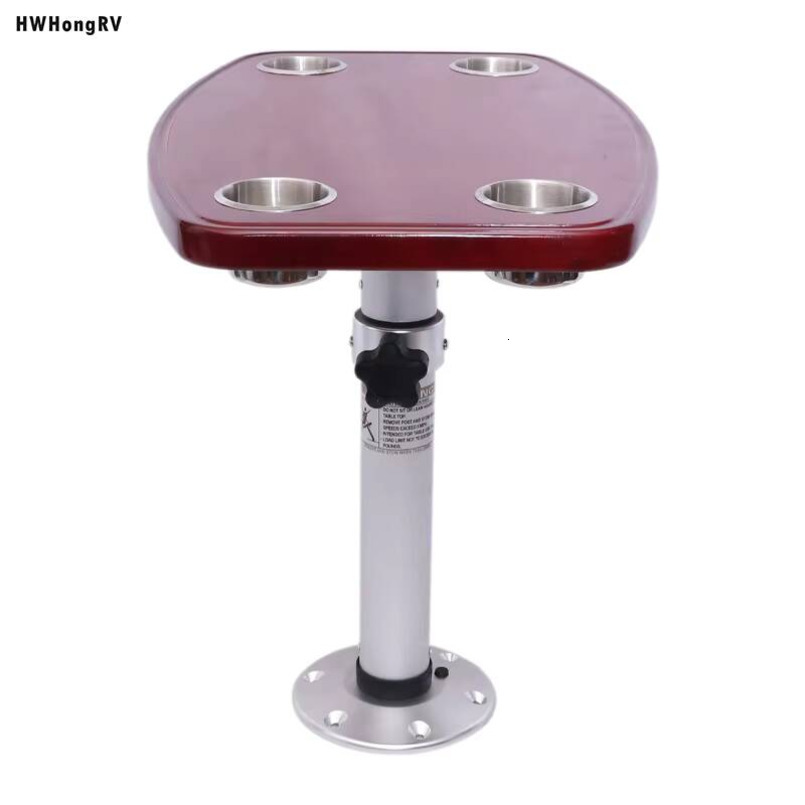 Hwhongrv Easy-to-Dismantle Camping Car RV Any Height Adjustable Table Legs with Oak Tabletop Aluminum Alloy Travel Trailer 25kg