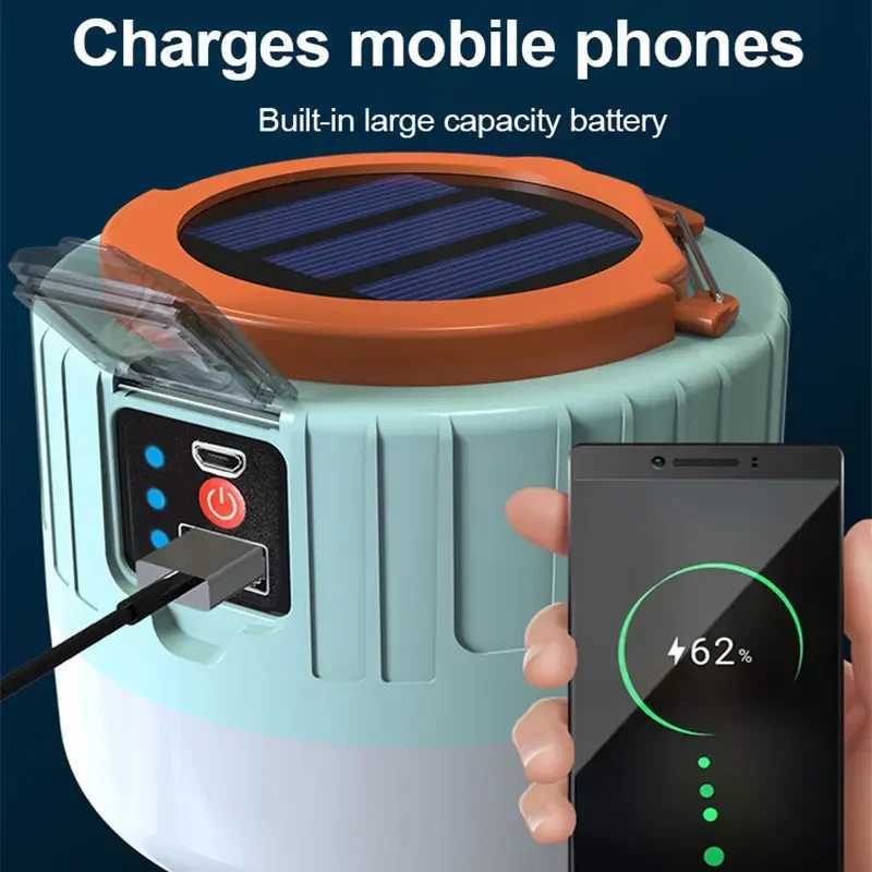 Outdoor Solar Light LED Lamp Rechargeable Bulbs Emergency Light Hook Up Camping Fishing Portable Lantern Lights C250928