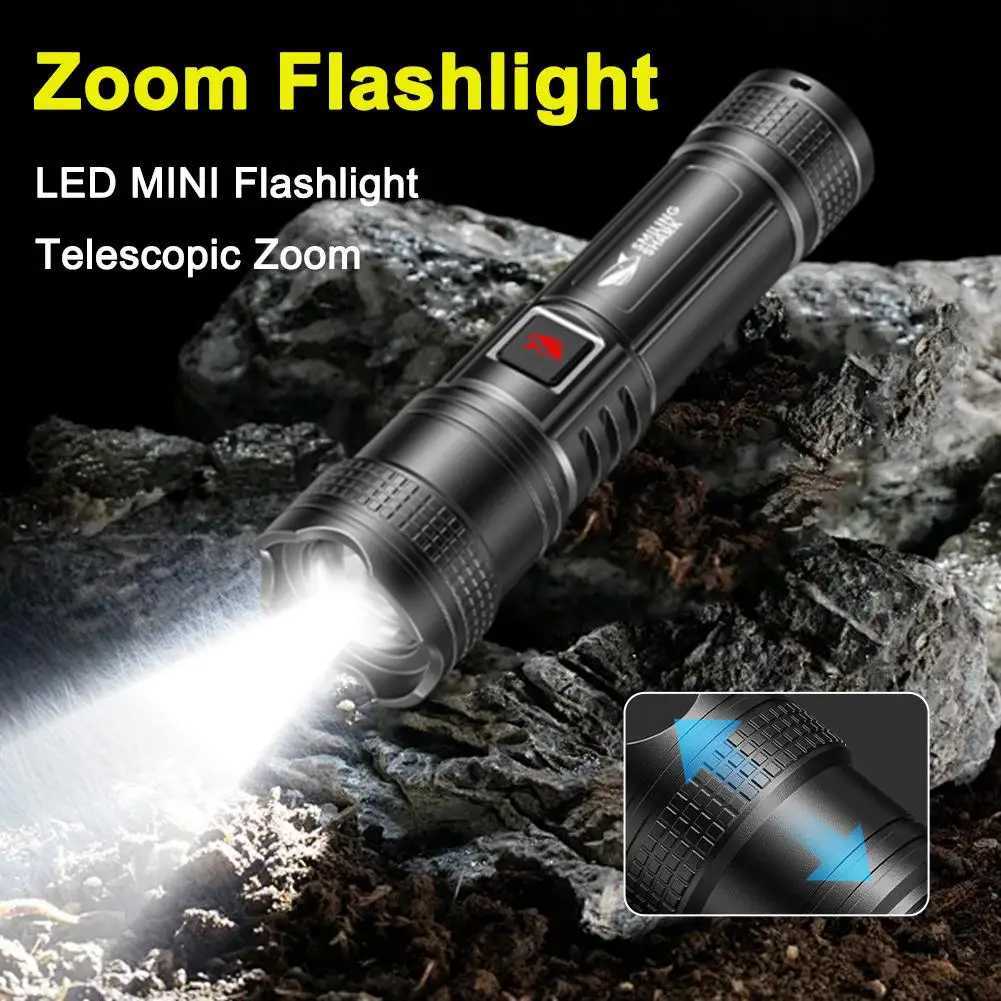 Ultra Light Mini LED Flashlight Fast Charging 5 Lighting Modes Telescopic Zoom High Brightness for Outdoor Camping Travel D250928