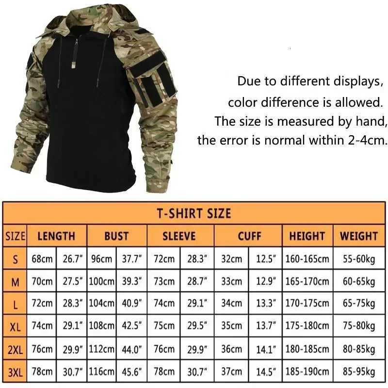 Tactical Combat Shirts Men Long Sleeve Breathable Tshirt Camo Hooded Quickdry Hunting Paintball TShirt Tops Wearresisting W250928