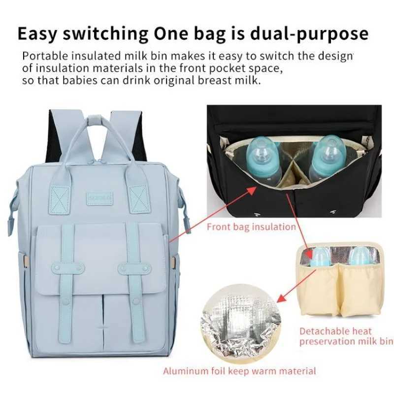 1pcs Lightweight Mom Backpack Multifunctional Diaper Bag with Dry Wet Separation Handheld Shoulder Bag for TravelXJ250928
