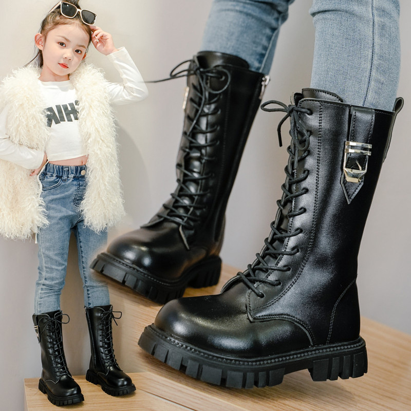 Autumn and winter new children's Martin boots girls' long boots Korean version British princess boots girls' fashion trend long boots d
