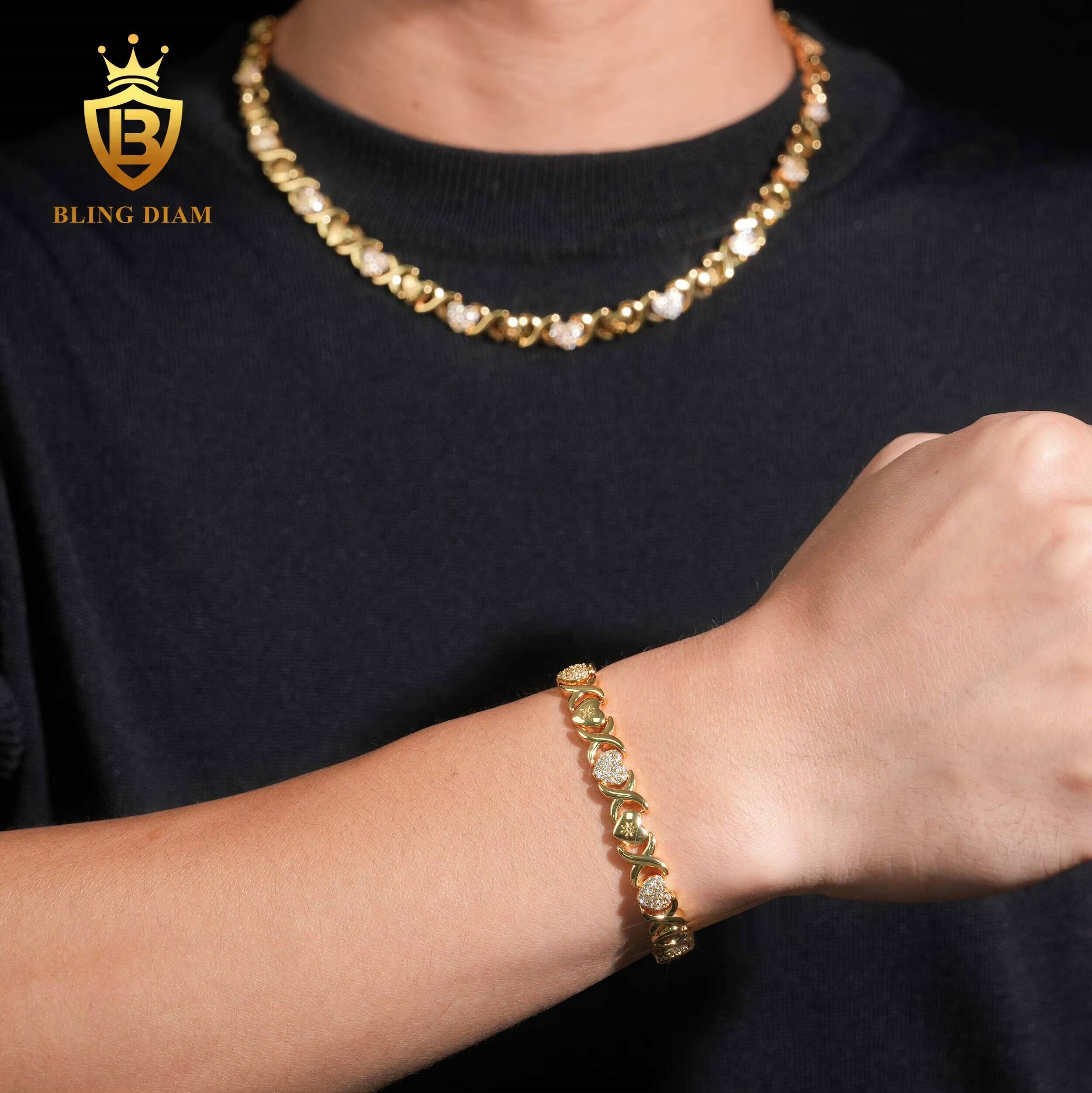 VVS Moissanite Diamond Cuban Link Chain Sterling Silver 925 Fine Jewelry Necklace Heart Miami Cuban Link Chain