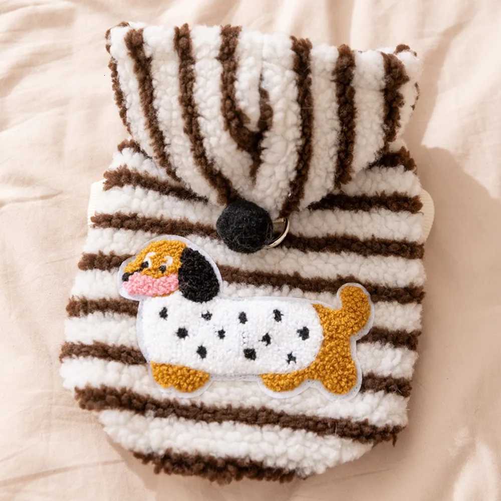 Cute Cartoon Pattern Striped Dog Hoodie Warm Thickened Pet Hooded et with Ball Wind Proof Dog Sweatshirt Outdoor X250928