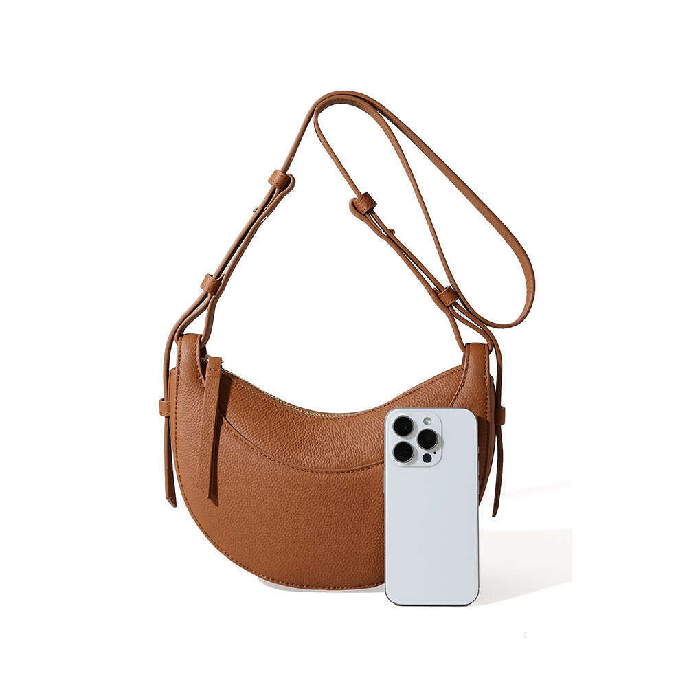 designer bag Luxury bag Genuine Leather Women's Fashion Versatile Shoulder High-End Niche Lychee Pattern Crescent Large Capacity Crossbody Bag