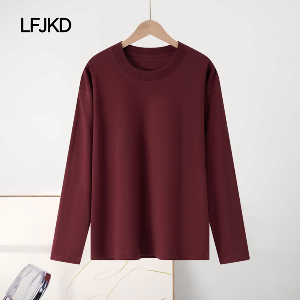 K2273 Heavyweight 230gsm cotton women's long-sleeved T-shirt | Holds its shape in fall and winter | Loose fit | Solid color for business casual w