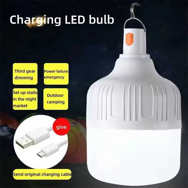 40W100W120W Camping Brightness Light Portable Rechargeable Dimming LED Bulb Outdoor Tent Light Emergency Night Light with Hook C250928