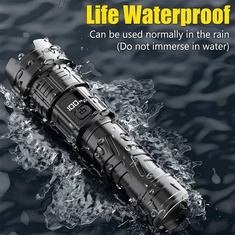 High Power USB Rechargeable Led Flashlight Very Strong Spotlight Torch Portable 3 Modes Emergency Lighting for Camping Hiking D250928