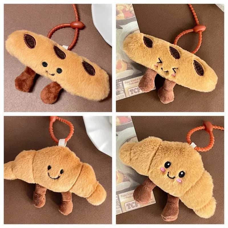 Cute Food Plush Keychain Hanging Accessories Croissant Baguette Pretzel Bread Collection Decorative Anime Keychain Gift for KidsXJ250928