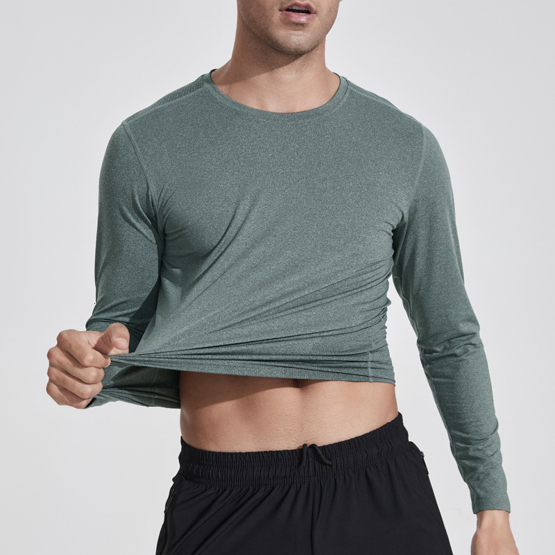 Spring and Autumn Casual Running Shirt Quick-Dry Fitness Top Elastic Basketball Training Sweat Shirt Sports Long Sleeve T-Shirt for Men