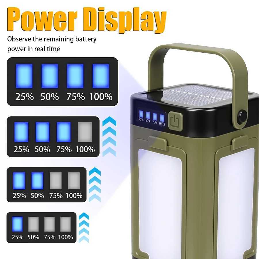Powerful LED Flashlight 4 leaf Folding Lantern Outdoor Camping Light Atmosphere Lamp Rechargeable Floodlight Emergency Torch C250928