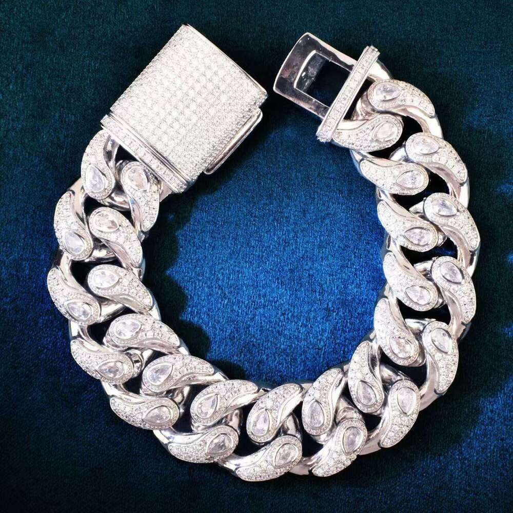 20mm designer jewelry moissanite chain cuban k High Quality VVS Moissanite Dia Chain Silver White Gold Plated Hip-hop chains for men necklace Shining