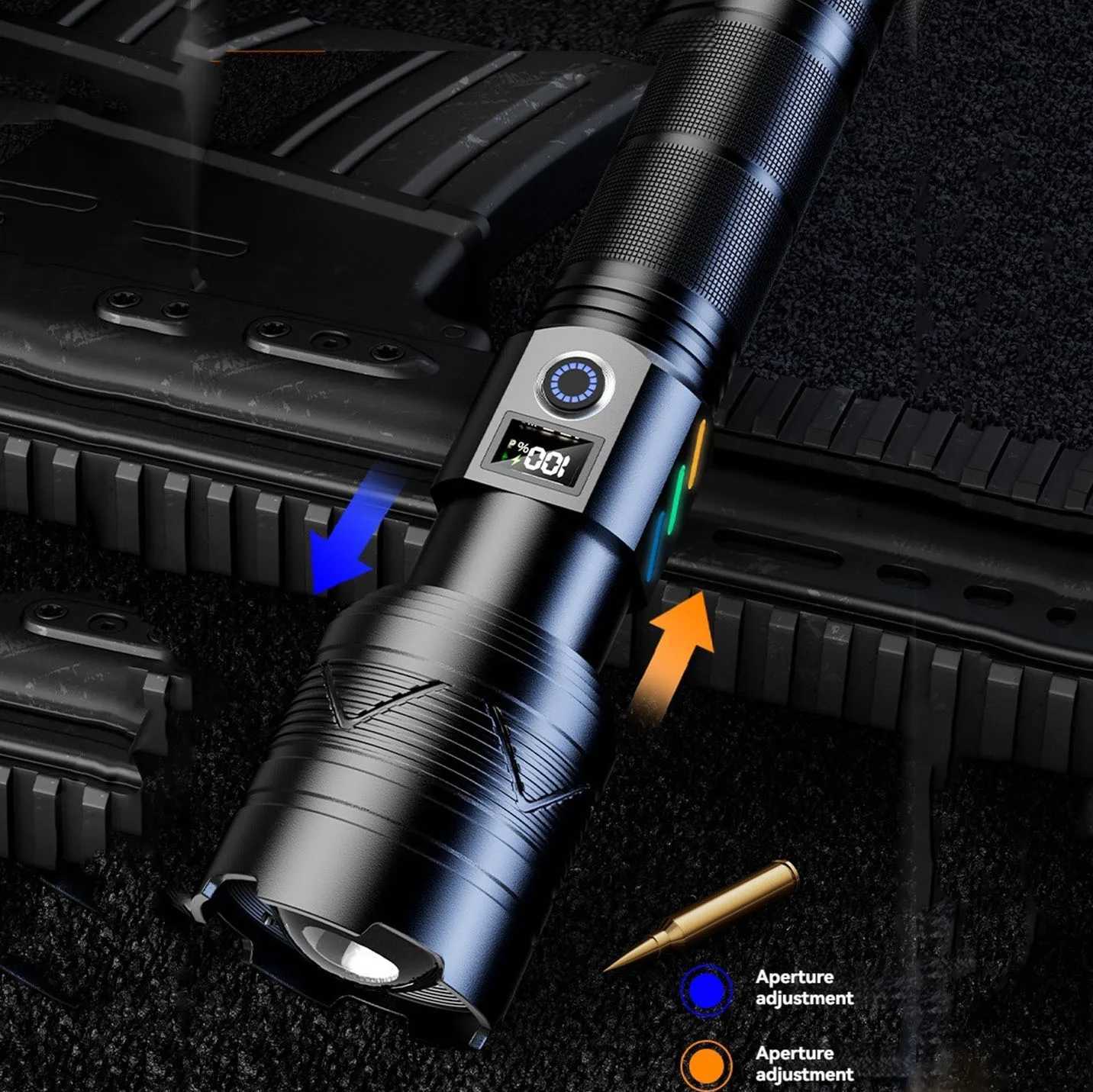 2025Powerful LED Flashlight Ultra Strong Light Torch USB Rechargeable Outdoor Camping Lamp Longrange Zoom Lantern Power Display D250928