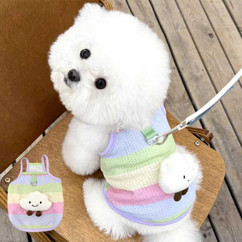 Suspenders Dog Vest Rainbow Striped Clouds Dog Summer Clothes Thin Cooling T Shirt Chihuahua Bichon Puppy Clothing Cat Vests X250928