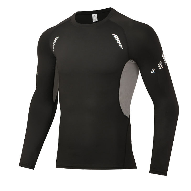 Sports Quick-Dry Shirt for Men Long Sleeve Fitness Tight-Fitting Cycling Base Layer High Elastic Compression Shirt