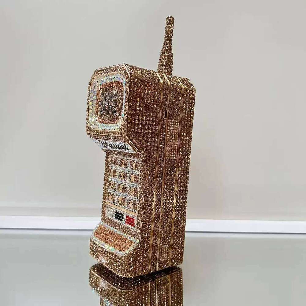 XIYUAN Newest Cellphone Shaped Rhinestone Evening Clutch Purse Dia Wedding Party Bag Lady Pink Crystal Bridal Handbag