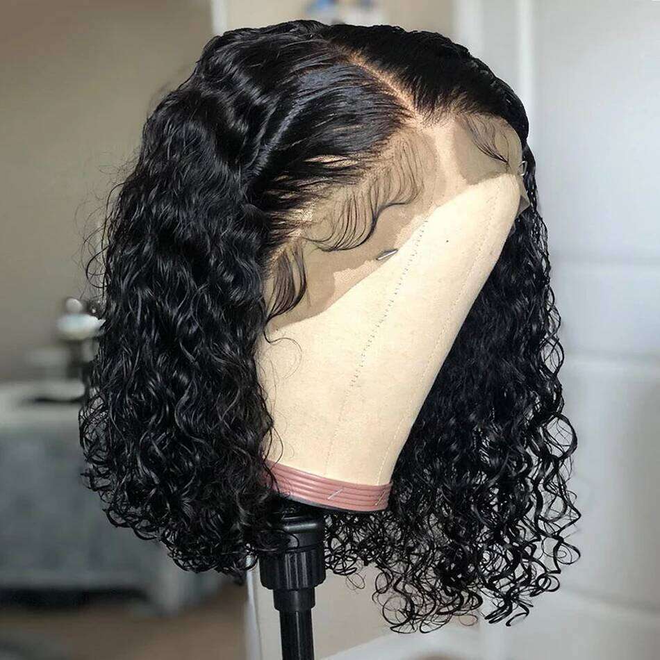 Water Wave For Women Full Frontal Short Curly Lace Front Human Hair Bob Wigs Xiusiyuan2509