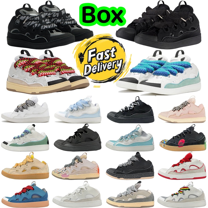 With Box Curb Sneakers Designer Leather Shoes Men Women Triple Black White Pink Green Blue Red Outdoor Sports Trianers