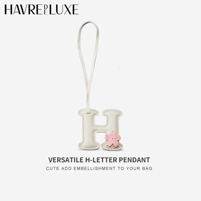 Luxury Letter bag charm genuine leather sheepskin bag pendant H letter keychain Cute and highend car gift DIY bag accessories Y250928as
