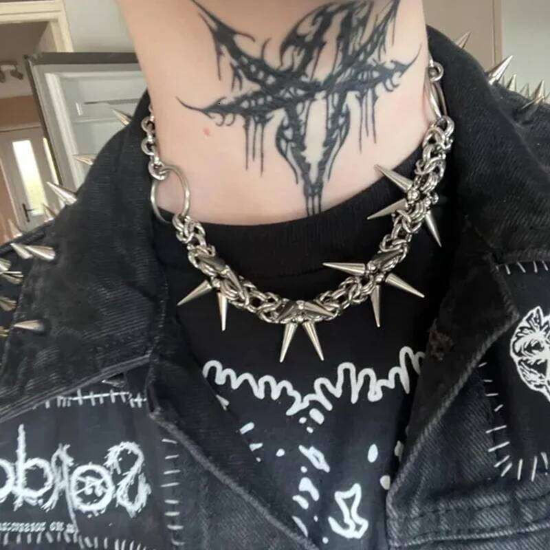Punk Retro Thorn Thick Necklace Fashionable Men Women Choker Hip-Hop Personality Couple Jewelry Accessories Gift