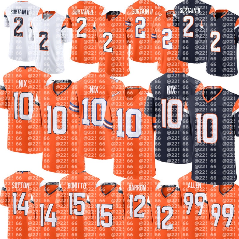 NFL Broncos Jersey John Elway Terrell Davis Peyton Manning Bo Nix Patrick Surtain II Courtland Sutton Marvin Mims Jr Zach Allen Bonitto Quinn Meinerz Jahdae Barron