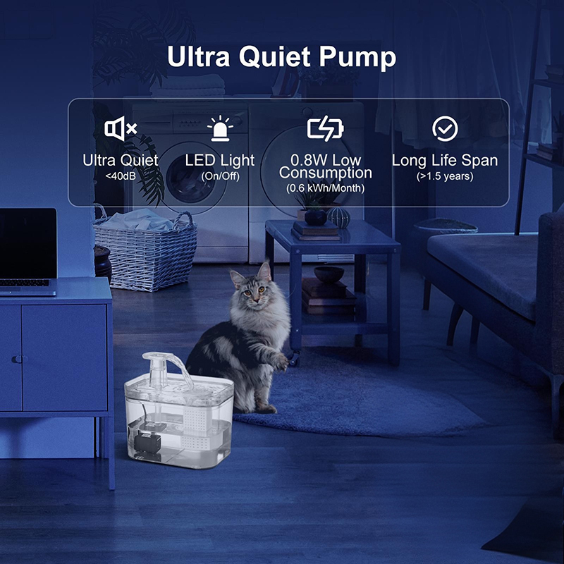 1.5L transparent environmentally friendly cat fountain electric circulation filter pet water dispenser cat product