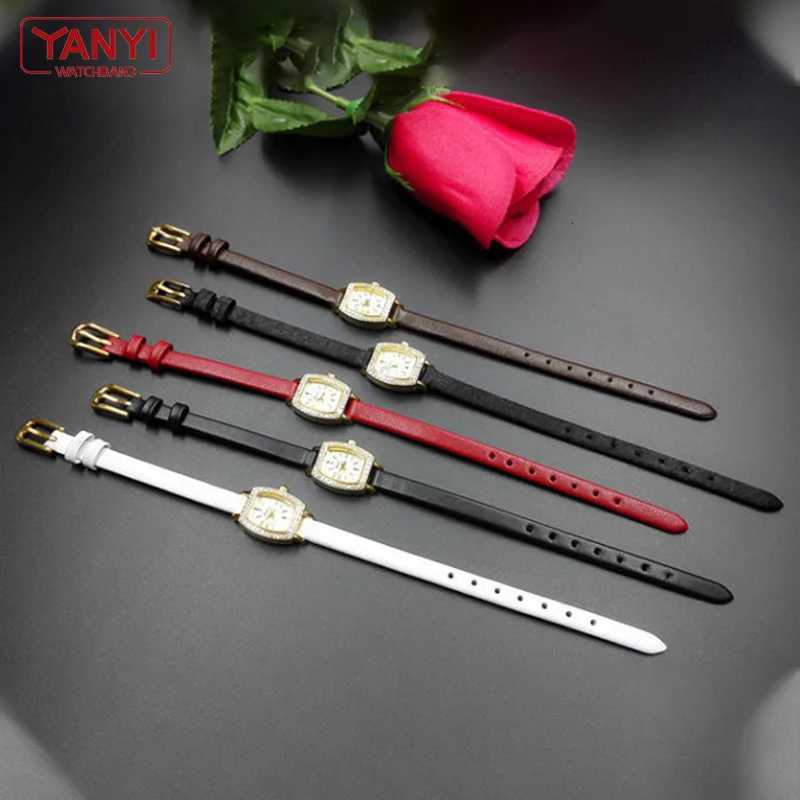 Genuine Leather Watch Bracelet womens fashion watchband wristwatches mini band 6mm 8mm 10mm 12mm red white color small strap W250928