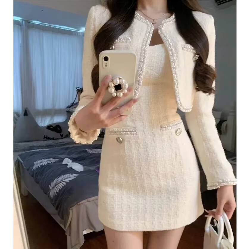 Elegant Dress and Cardigan Set Slim Bodycon Dress Knitted Dress Set Knitted 2Piece Set for Women