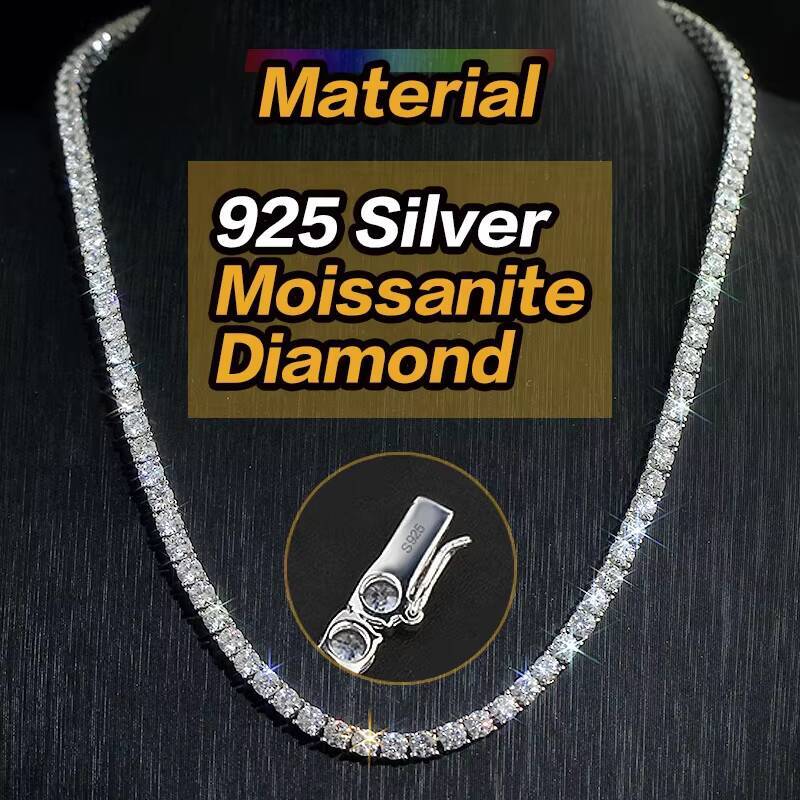 S925 Moissanite 2mm 3mm 4mm 5mm 6.5mm Wide Diamond Tennis Bracelet Vvs Moissanite Tennis Chain Factory Price