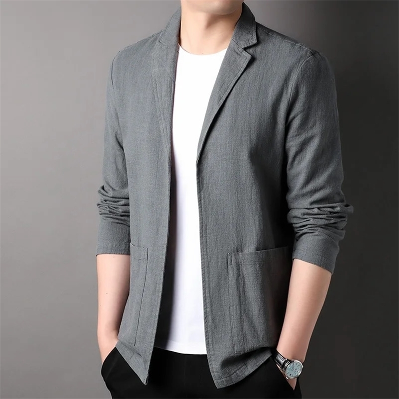 Spring and Summer High-quality Mens Linen Suit Simple Mens Coat Fabric Composition 70% Ramie 30% Cotton Blazer 240626