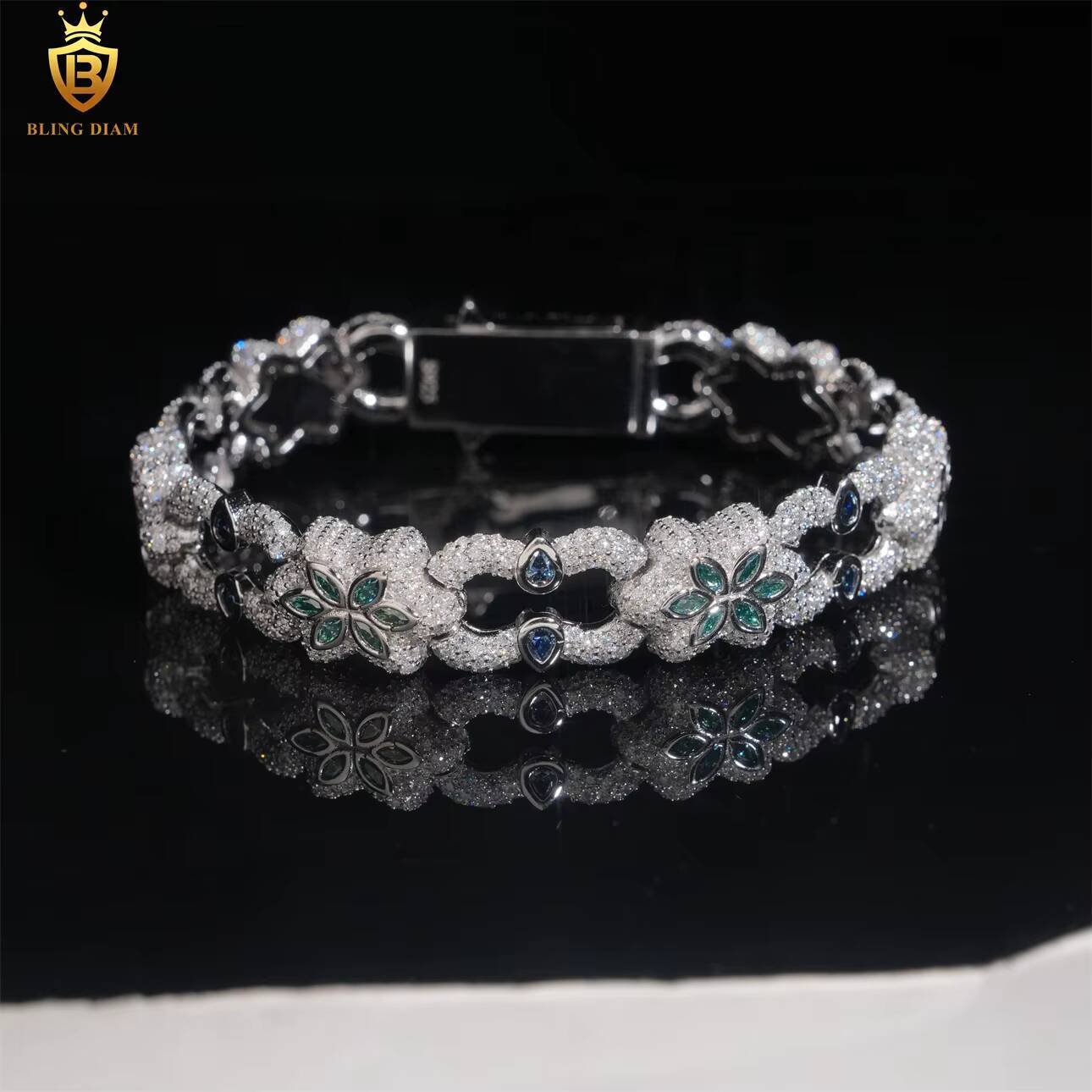 Luxury Sterling Silver 925 Iced Out VVS Moissanite Diamond Hip Hop Jewelry Missanite Cuban Link Chain Bracelet