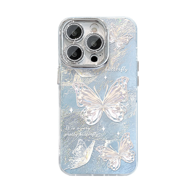 Compatible with Apple 17 Pro Phone Case Super Fairy Butterfly Designed specifically for women and girls, elegant and sparkling