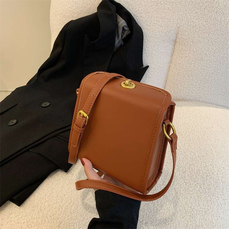 version Of The Ladies Multifunctional Fashion Small Square Solid Color Texture Crossbody Bag Leisure And Versatile