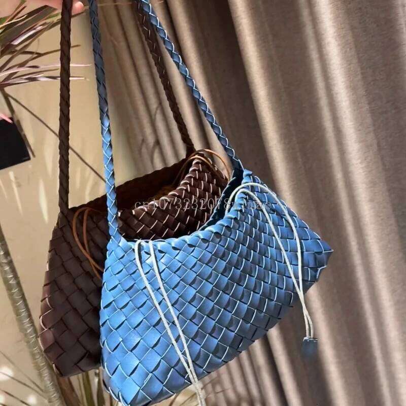Women Handwoven Shoulder Korean Casual Trendy Large Capacity Handbag Soft PU Leather Ladies Tote Bag Summer Underarm Bags