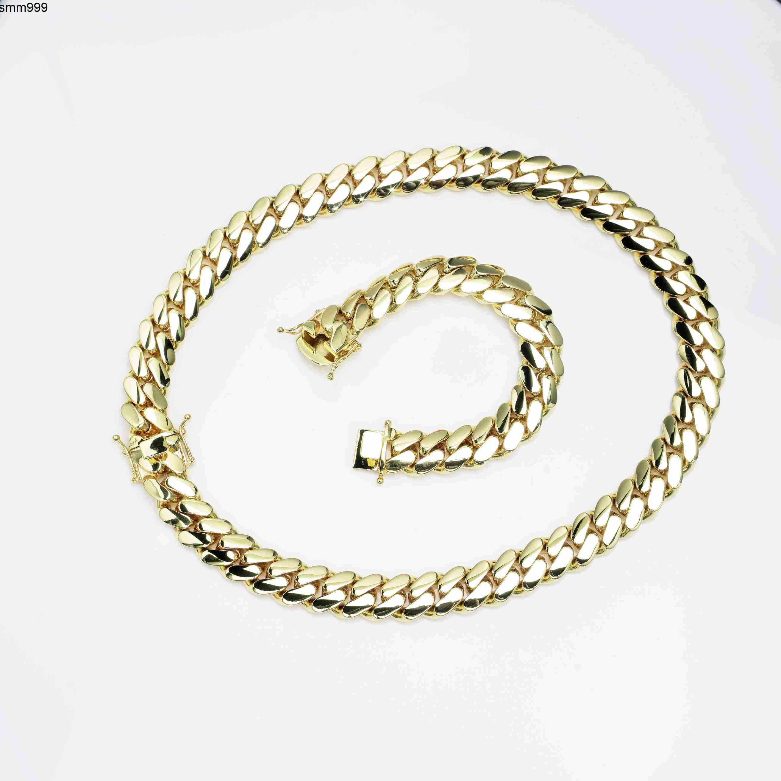 Wholesale Choker Miami Cuban Chain moissanite chain necklace 10k 14k Gold cuban link chain fashion jewelry necklaces