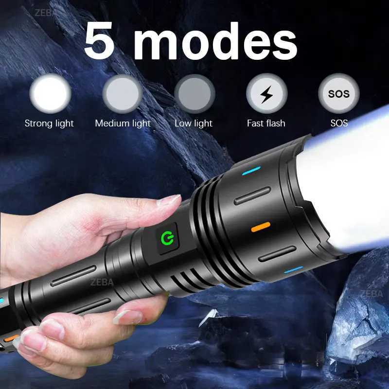 100000000LM Most Powerful Led Flashlight Rechargeable Led Flashlights High Power Zoom Torch Long Range 2000m Tactical Lantren D250928