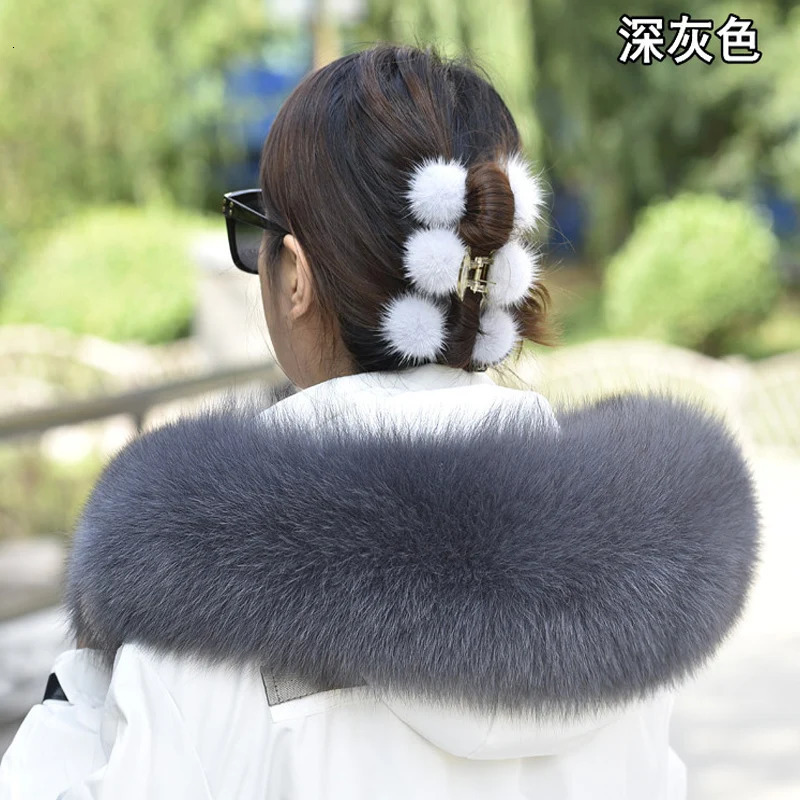 100 Real Fox Fur Collar Winter removable fur Hood Trims Warm Furry Decor Shawls for Coat Parkas Female fur Scarf 250928
