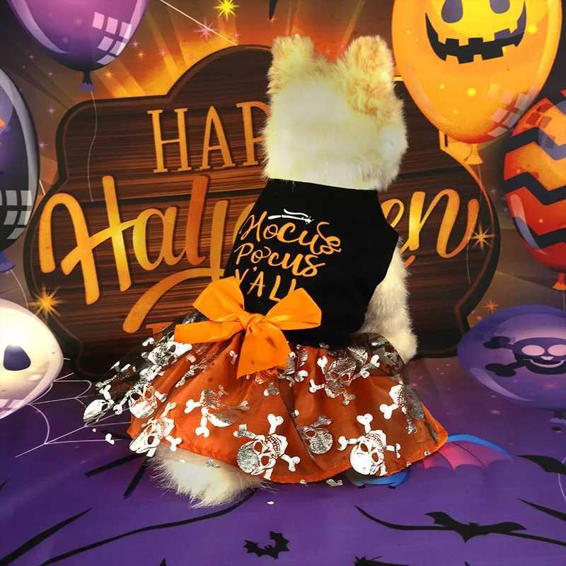 Newfashion Autumn Pet Halloween Costume Pumpkin Dress For Small Medium Dogs Teddy Pomeranian Popularcat Pet Clothes X250928
