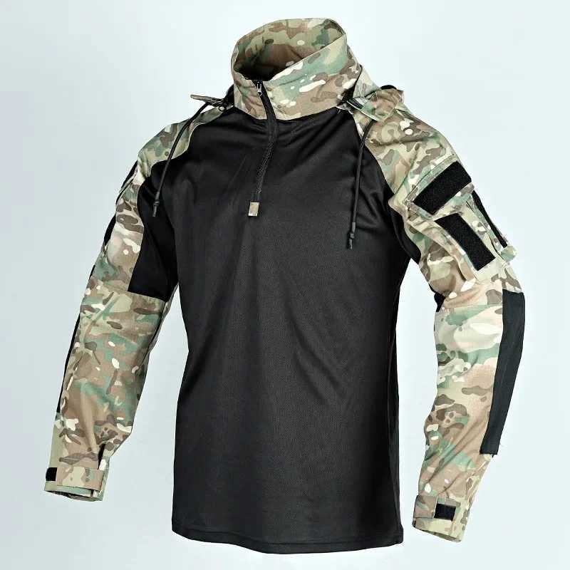 Outdoor Tactical Hiking TShirts Men Trousers Combat CP Camouflage Long Sleeve Hunting Climbing Shirt Cotton Sport Clothes W250928