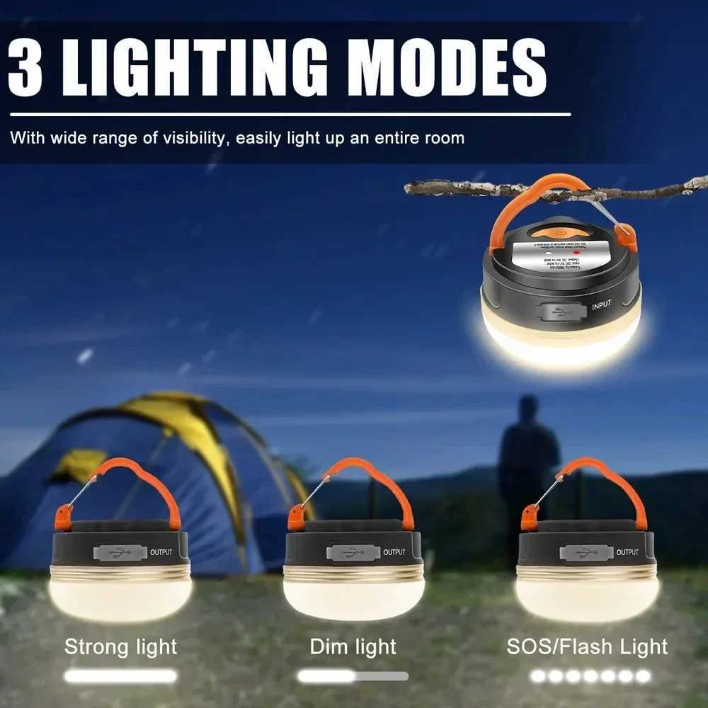 New Portable Camping Lights Outdoor Tent Lamp Have 5 Modes Retractable Hook Mini Family Walking 20W HighPower Emergency Lights C250928