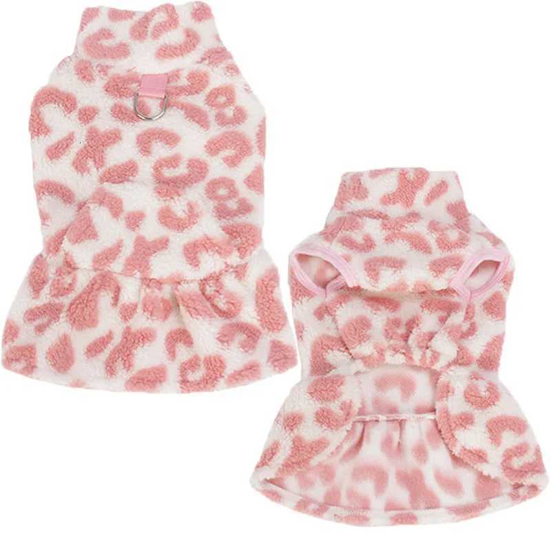Leopard Dog Dress Coat Winter Fleece Pullover Sweatshirt Pet Clothes Sleeveless Vest Hoodies Puppy Skirt For Small Dogs Chiwawa X250928