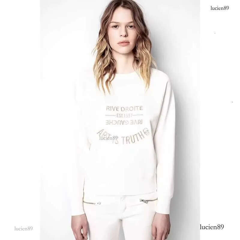 Autumn And Winter New French Niche ZV Classic Letter Embroidery Cotton Women's Embroidered Pullover Sweater Sweatshirt
