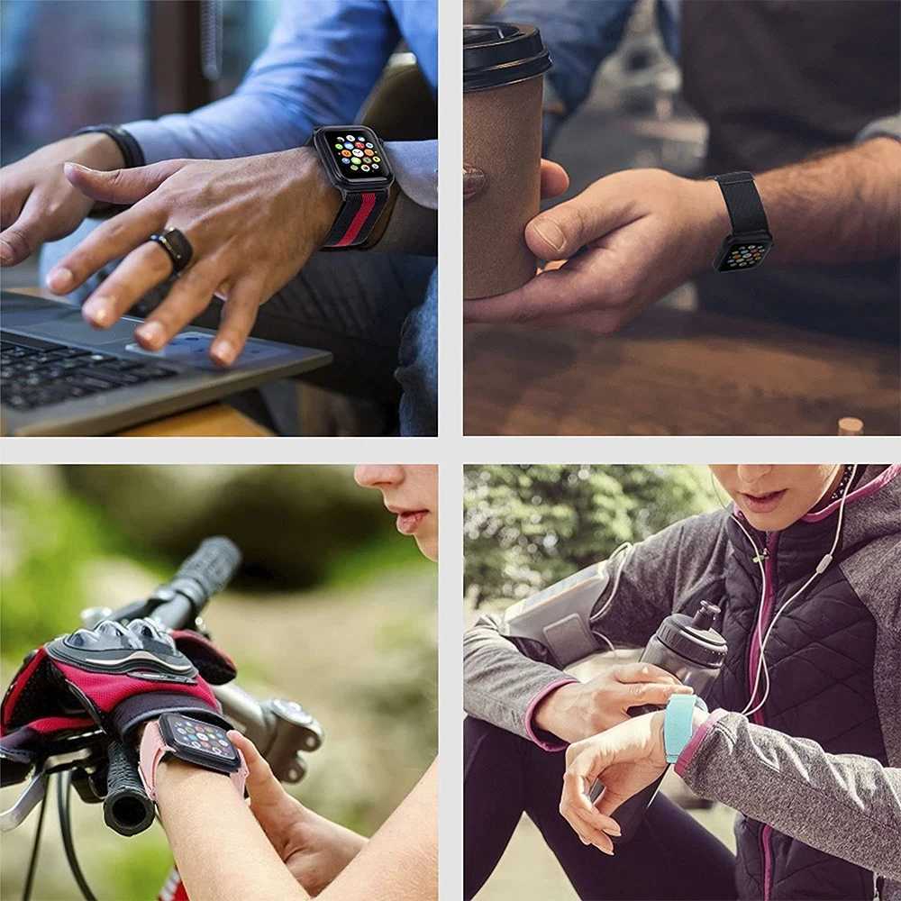 Nylon Strap for Apple Watch Band 7 8 9 45mm 41mm Adjustable Elastic Breathable Bracelet iWatch Ultra 49mm 6 SE 5 44mm 40mm 42mm W250928